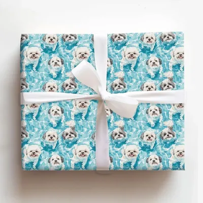 Pool Day with the Shih Tzus - Gift Wrap for Christmas, Holidays Wrapping Paper, Christmas Wrapping Paper