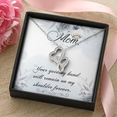 Mom Your Guiding Hand -  Double Hearts Necklace