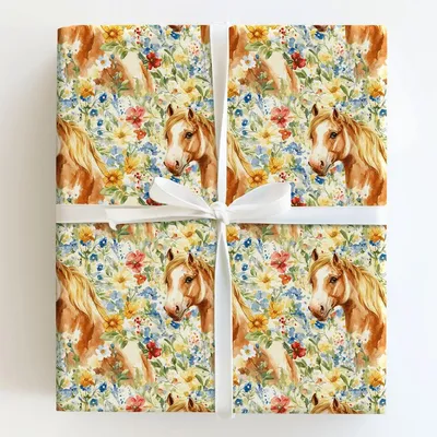Garden Day with the Haflinger - Gift Wrap for Christmas, Holidays Wrapping Paper, Christmas Wrapping Paper