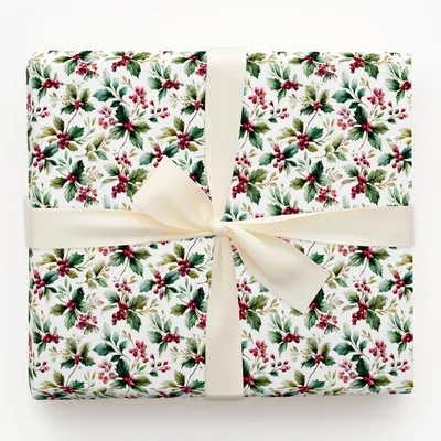 Flurries and Florals - Gift Wrap for Christmas, Holidays Wrapping Paper, Christmas Wrapping Paper
