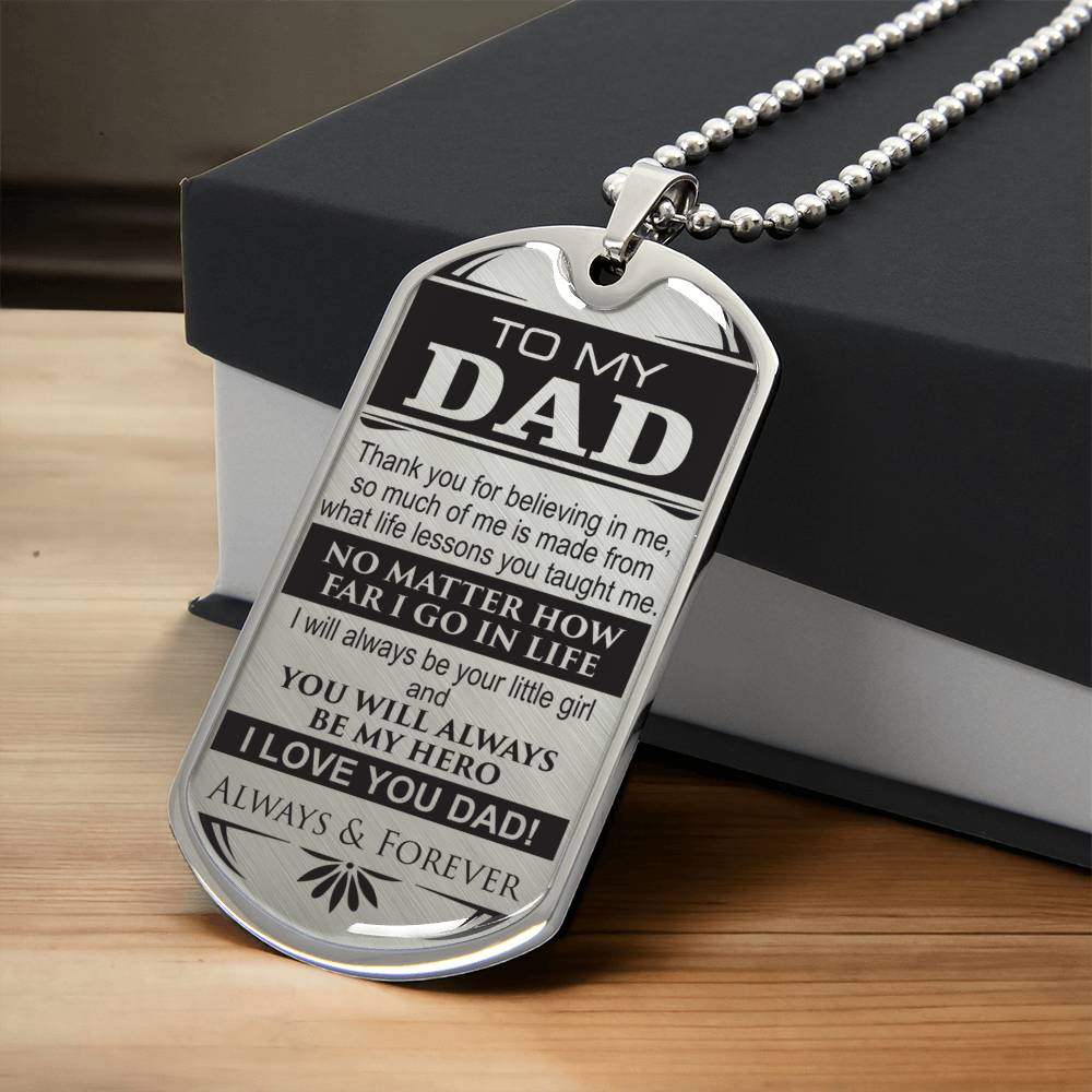 Gift From Daughter - My Hero Necklace - Dad Dog Tag Necklace - Birthday Gift For Dad - Daddy Necklace - Dad Gift - Army Tag Necklace, Dog Tag