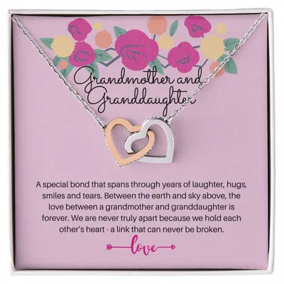 Grandmother And Granddaughter - A Special Bond So Strong It Cannot Be Broken Interlocking Hearts Necklace