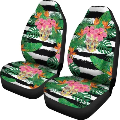 Aloha Skull Striped Pattern Print Universal Fit Car Seat Covers