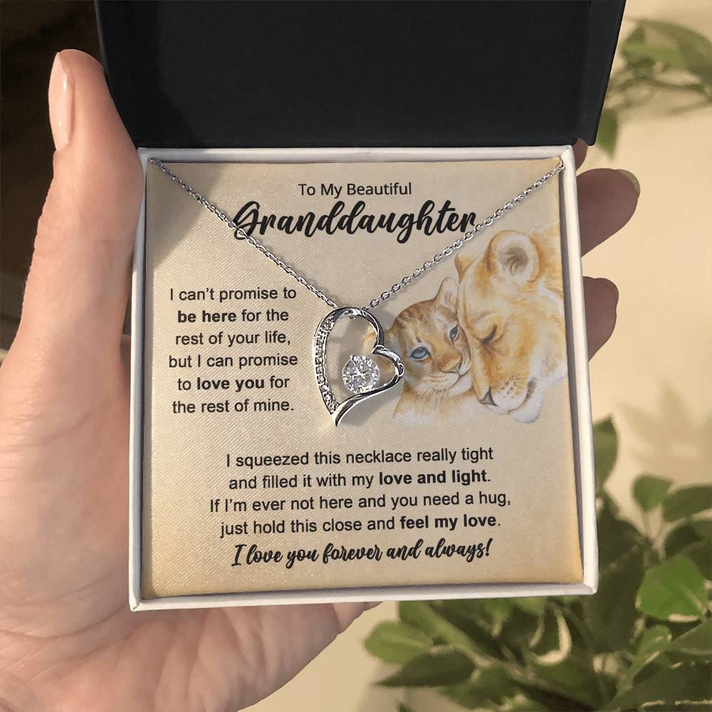 Granddaughter Heart Necklace with Crystal – Sterling Silver Gift from Grandma/Grandpa