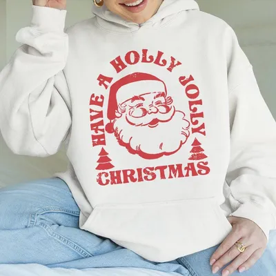 Retro Santa Christmas Hoodie Hoodie , Vintage, Gift For Xmas, Womenswear Tops
