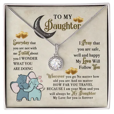 To My Daughter Elephant Mom Birthday Gift, To My Daughter Elephant Love Necklace, Gift For Daughter, Daughter Birthday, Daughter Mother Gifts, Dumbo Inspired Necklace