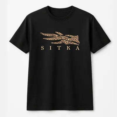 Sitka Leopard Pattern Print Logo Unisex T-Shirt Sitka Hunting But In Leopard Printed Unisex T-Shirt