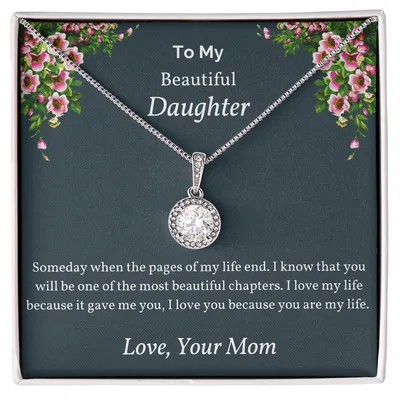 To My Beautiful Daughter, Someday When The Pages, Interlocking Hearts Necklace, To Daughter From Mom, Mom And Daughter Gift, Valentine's, Mother's Day, Daughter Graduation Gift, Love Pendant Necklace, Love Pendant Necklace, Mom Daughter Necklace