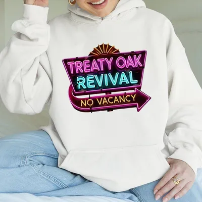 Neon Treaty Oak Revival Unisex Retro Style Hoodie Perfect For Fans Of Vintage Neon Signage Casual Daily Wear