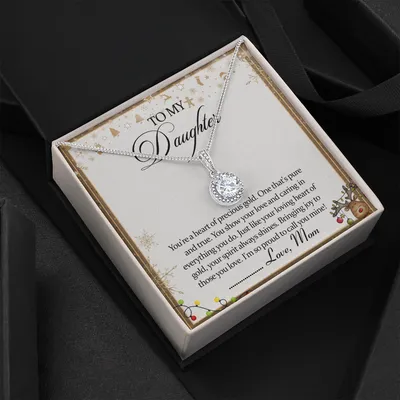 To My Daughter Forever Love Necklace - To Daughter From Mom Necklace - Mom And Daughter Never Forget I Love You Gift From Mom - Daughter Wedding Day Gift From Mom - Dad To Daughter Necklace Jewelry Gift Love Mom - Dad Anniversary Gift