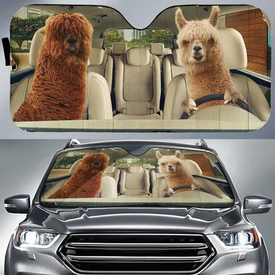 Driving Alpacas All Over Printed 3D Sun Shade, Car Sunshade Windshield