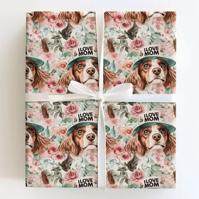Mom's Favorite Brittany Spaniel - Gift Wrap for Christmas, Holidays Wrapping Paper, Christmas Wrapping Paper