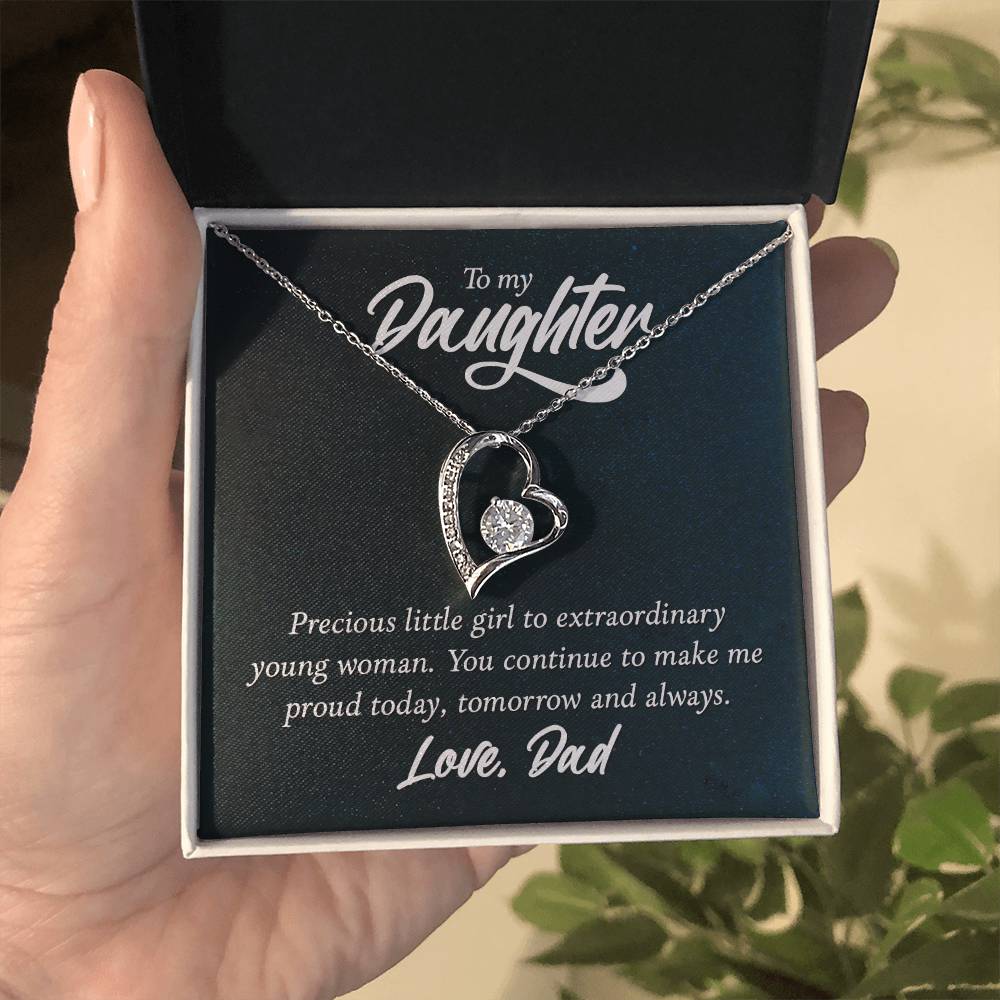 To My Daughter Heart Necklace With Message Card