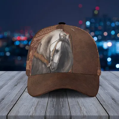 Baseball Cap White Horse With Woven And Floral Leather Panels Equestrian Western Style Baseball Cap