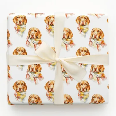 Bundle Up with the Vizsla - Gift Wrap for Christmas, Holidays Wrapping Paper, Christmas Wrapping Paper