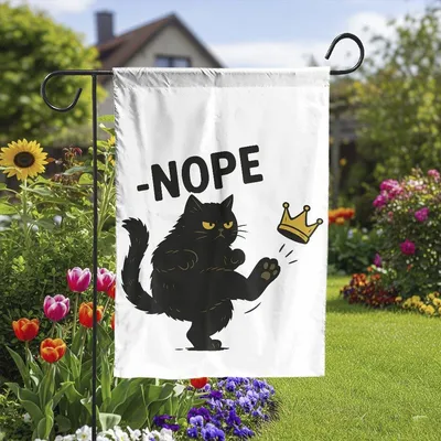 Vertical Garden - Sassy Cat Vertical Flag, ‘Nope’ Black Cat Attitude Yard Decor Vertical Garden Flag