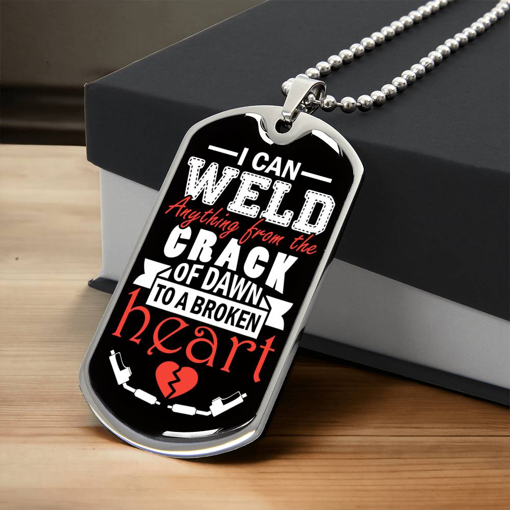 I Can Weld Anything Welder Ball Chain Pendant - Army Tag Necklace, Dog Tag