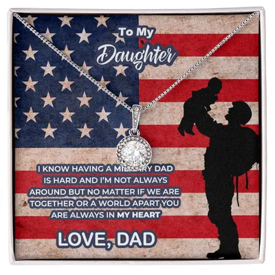 I Know Having A Military Dad Is Hard, You Are Always In My Heart, Gift For Daughter From Veteran Dad, Christmas Gifts, Veteran Gift Ideas, Birthday Gift For Daughter From Veteran Dad, Veteran Family Bride Gift From Dad Necklaces