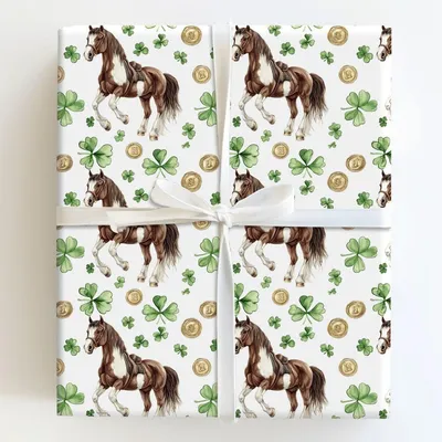 Golden with the Clydesdale - Gift Wrap for Christmas, Holidays Wrapping Paper, Christmas Wrapping Paper