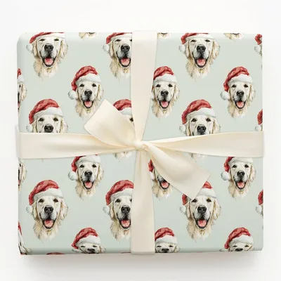 White Golden Santa - Gift Wrap for Christmas, Holidays Wrapping Paper, Christmas Wrapping Paper