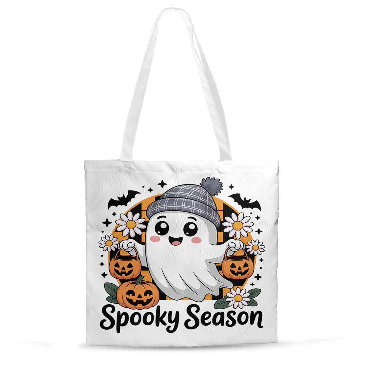 Retro Floral Spooky Season Tote Bag – Vintage Halloween Aesthetic Bag