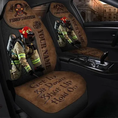 Personalized Name Firefighter Front Car Seat Cover, Auto Seat Cover For Fire Man