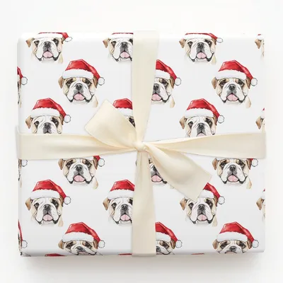 Bulldog Claus - Gift Wrap for Christmas, Holidays Wrapping Paper, Christmas Wrapping Paper