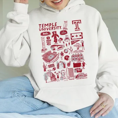 University Of Temple Owls Football Hoodie Retro Temple University Owls Helmet Hoodie Vintage Game Day Look Gift