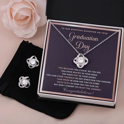 Daughter Graduation Gift from Mom & Dad, Gift for Daughter Graduation, Daughter Graduation Necklace Earring Set, Gift from Parents