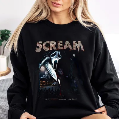 Scream Movie Vintage Sweatshirt Horror Movie Fan Sweatshirt Billy Loomis Stu Macher Sidney Prescott Design Funny Halloween Grap