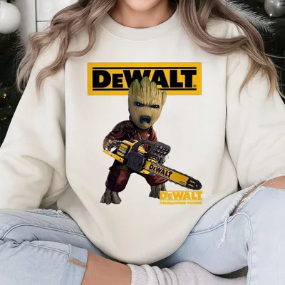 I Am Grooot With Dewalt Logo Sweatshirt, Unisex Adventure Graphic Sweatshirt, Casual Streetwear, Holiday Outfit Gif