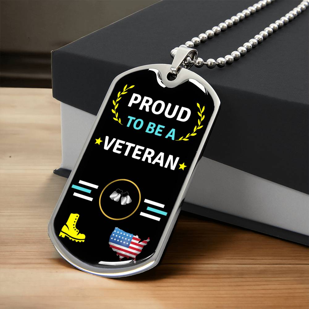 Pround To Be A Veteran - Army Tag Necklace, Dog Tag