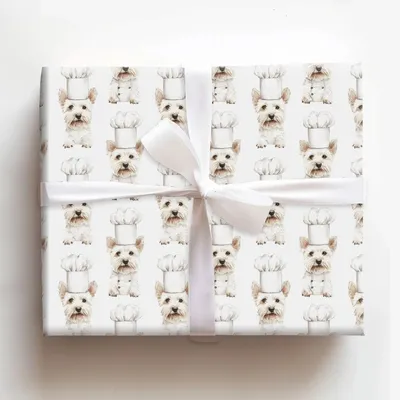 Cooking with the Westie - Gift Wrap for Christmas, Holidays Wrapping Paper, Christmas Wrapping Paper
