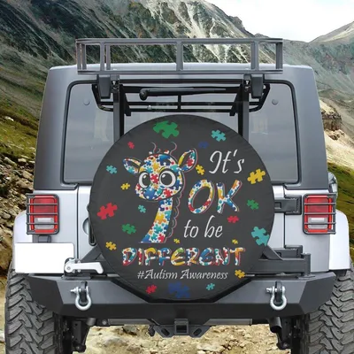 Lotus Print Handmade Autism Awareness Spare Tire Cover Without Backup Camera Hole, Autism Tire Cover Spare Tire Cover