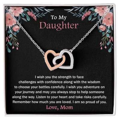 To My Daughter - Remember How Much You Are Loved - Necklace Interlocking Hearts Necklace