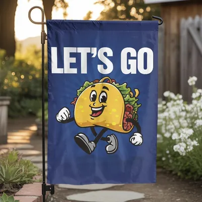 Let'S Go Taco Flag, Funny Food Lover Garden Flag, Cheerful Taco Outdoor Decor, Summer Party Yard Flag Vertical Garden Flag