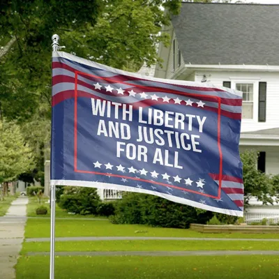 With Liberty And Justice For All American House Flag, Classic Stars & Stripes Design Horizontal House Flag