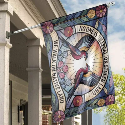 No One Is Illegal Flag, Indigenous Rights & Immigration Justice American House Flag Horizontal House Flag