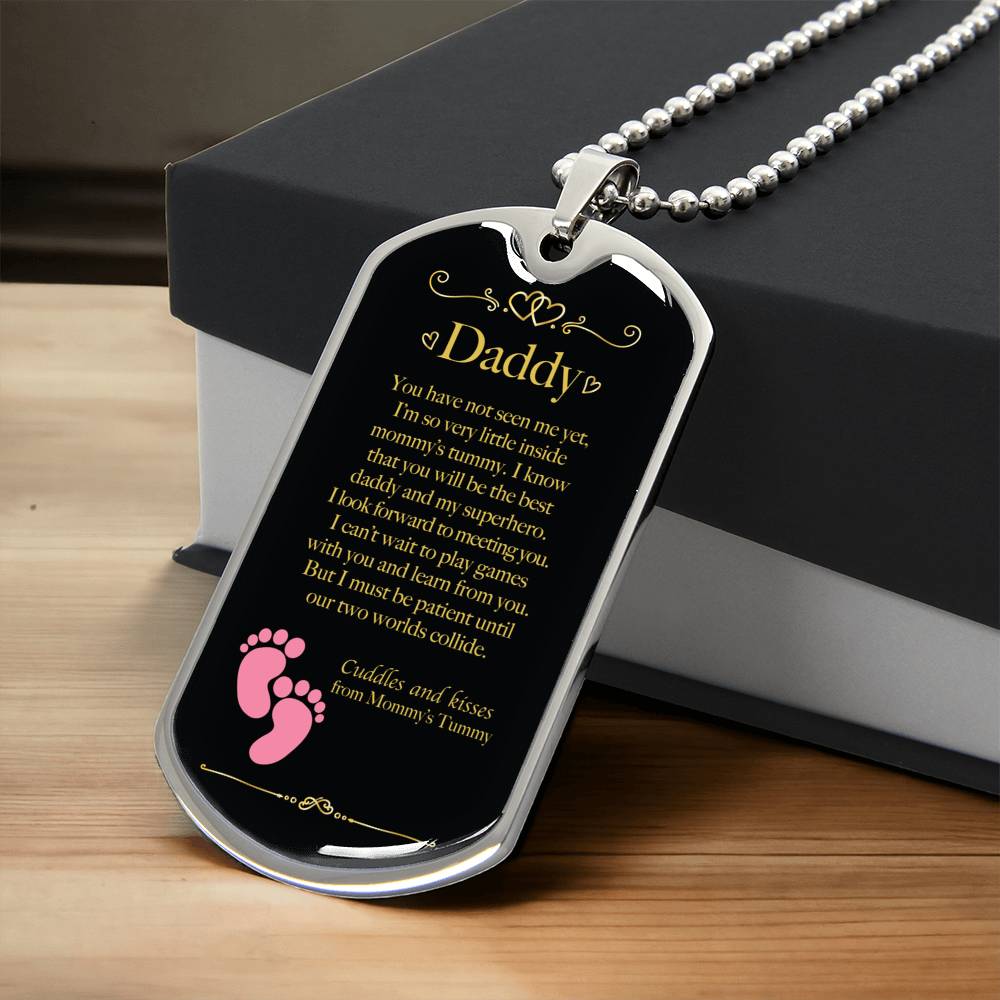 Gift For New Dad - Birthday Gift - Bump Gift - New Dad Gift From Mommy's Tummy - New Dad Gift From Wife - Daddy Gift - Army Tag Necklace, Dog Tag