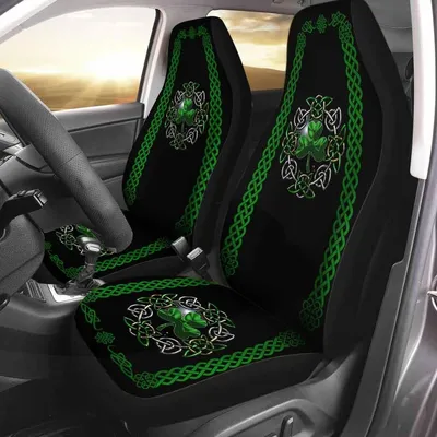 Irish Celtic Seat Covers For Car, Front Car Seat Cover On Patrick'S Day