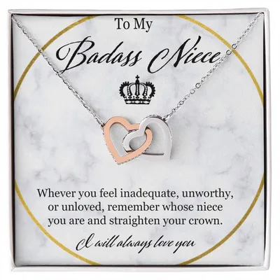 To My Badass Niece Interlocking Hearts Necklace