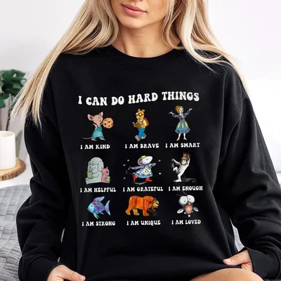 Made In Usa I Can Do Hard Things Sweatshirt Children'S Book Characters Sweatshirt Ms Frizzle Teacher Sweatshirt Fun Books Reading Top