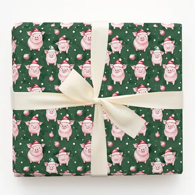 Piggy Party - Gift Wrap for Christmas, Holidays Wrapping Paper, Christmas Wrapping Paper