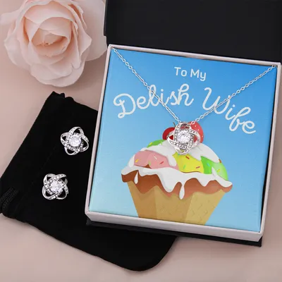 To My Delish Wife Jewelry Set Gift, Necklace and Earrings, Naughty Ice Cream