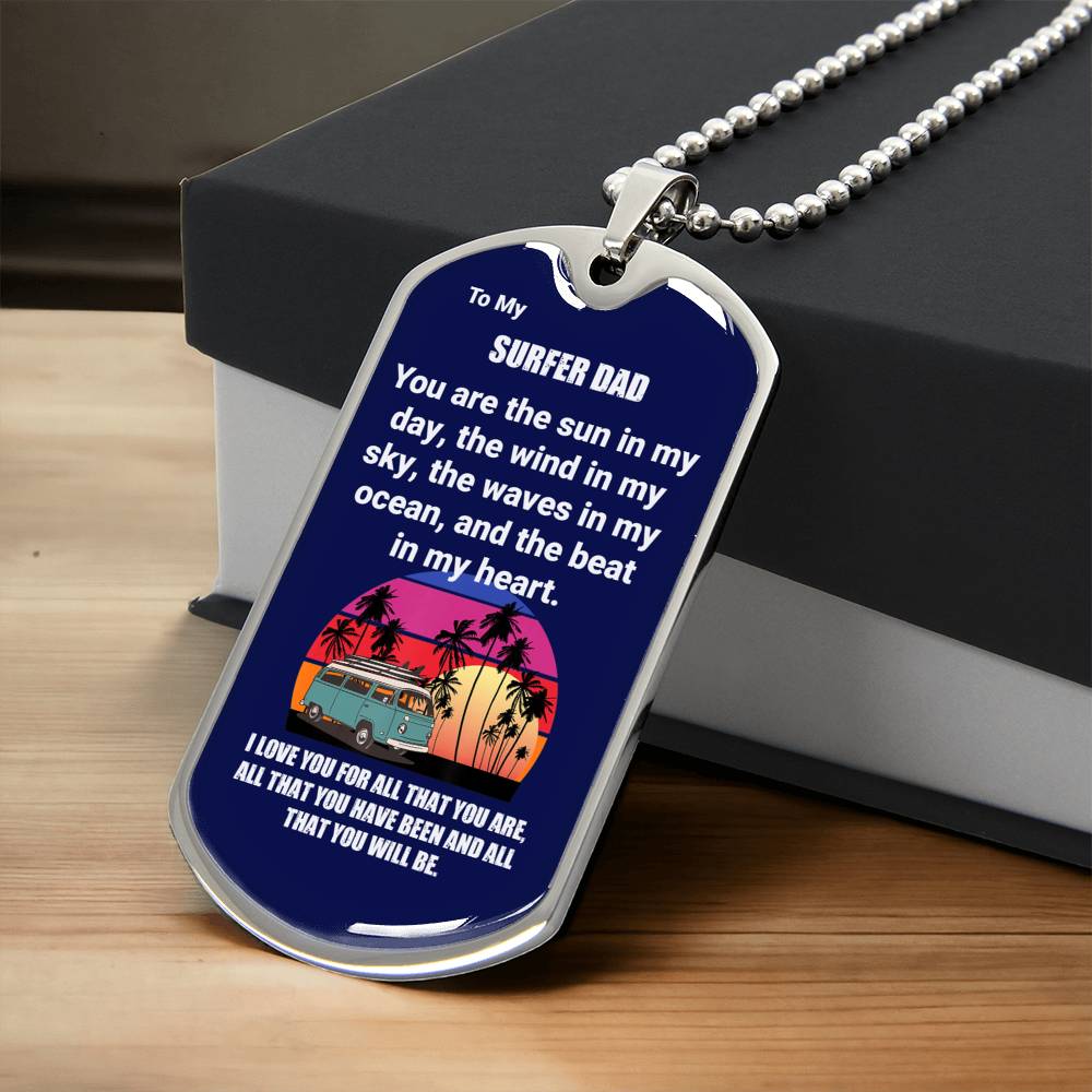 Surfer Dad Dog Tag - Army Tag Necklace, Dog Tag