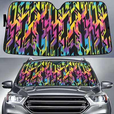 Light Space Blue Multicolot Space Geometric Seamless Pattern Car Sun Shades Cover Auto Windshield PrintSyde