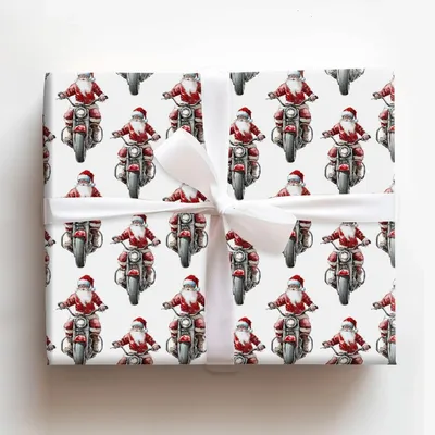 Throttle Claus - Gift Wrap for Christmas, Holidays Wrapping Paper, Christmas Wrapping Paper