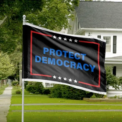 Protect Democracy Horizontal House Flag, Political Yard Banner, Patriotic Decor, Usa Stars, Election Horizontal House Flag