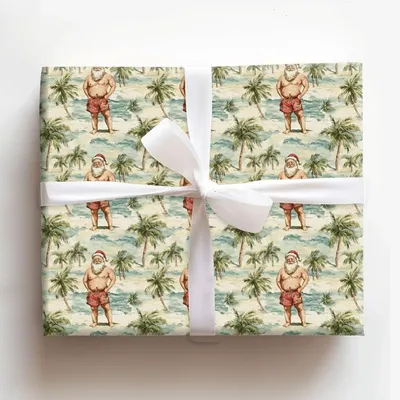 Sunny Santa - Gift Wrap for Christmas, Holidays Wrapping Paper, Christmas Wrapping Paper