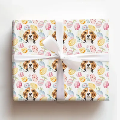Easter Eggs with the Beagle - Gift Wrap for Christmas, Holidays Wrapping Paper, Christmas Wrapping Paper